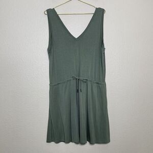 Sweaty Betty Dress Large Take It Easy Green Drop Waist Sleeveless Viscose Pocket